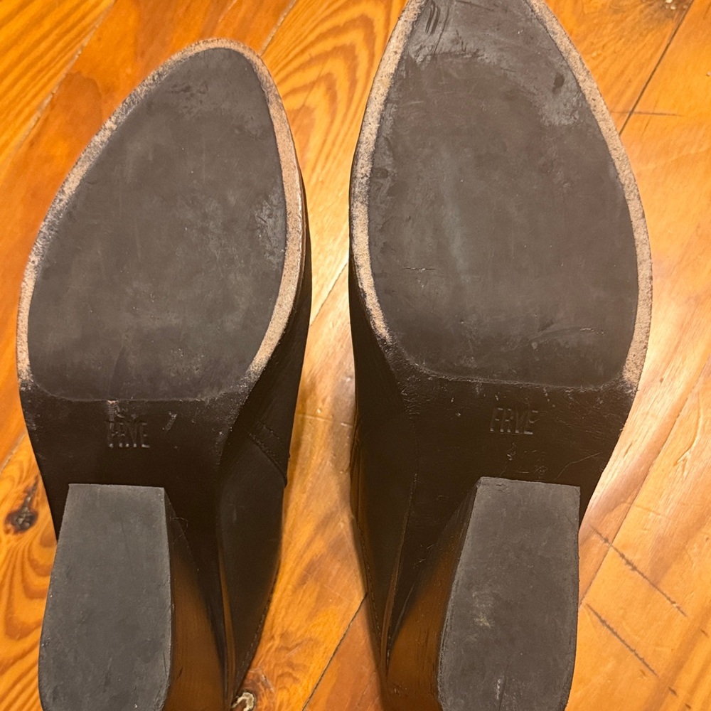 Vintage Frye Regina Mule Black Leather Wedge Pointed Toe Made in Mexico Size 11 - Picture 5 of 7